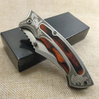 

Pocket Folding Hunting Knife 7Cr17 Wood Aluminum Tactical Survival Camping EDC Knives Outdoor Utility Multi Rescue Tool Knife