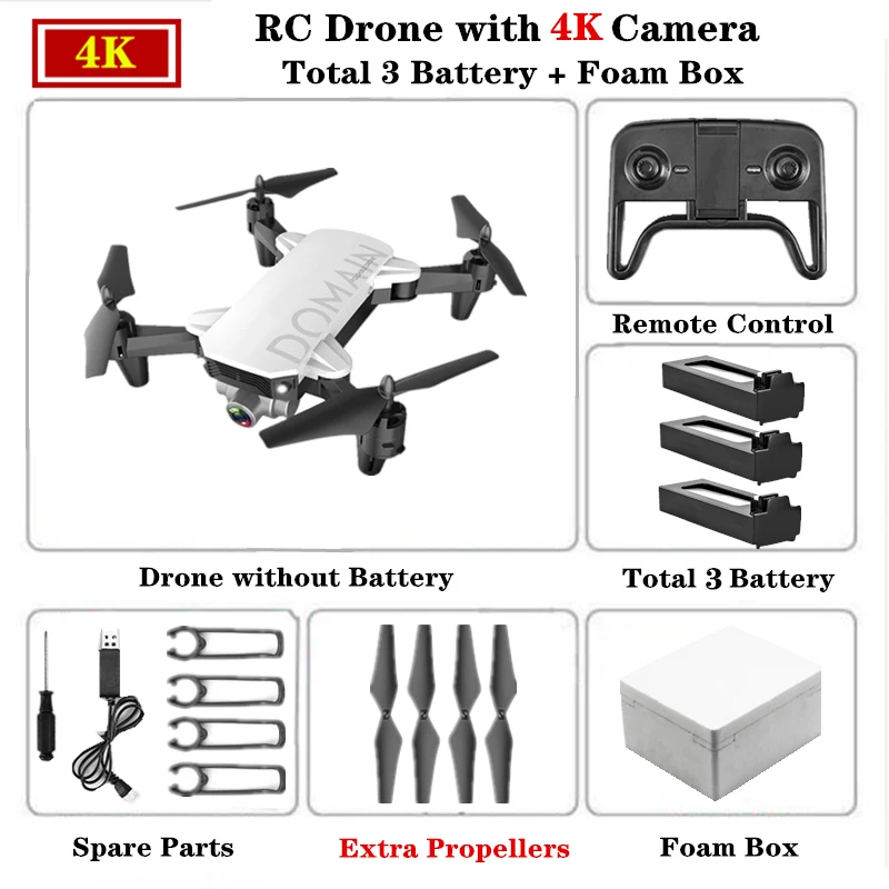 R7 RC Дрон 4K HD камера складной Профессиональный селфи Квадрокоптер с wifi FPV Camerra мини-Дрон Вертолет игрушка для детей - Цвет: 4K Foam Box W3
