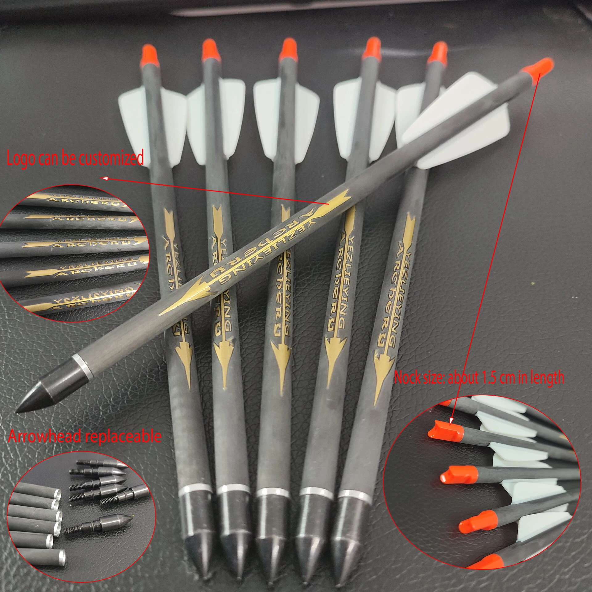 TOPARCHERY 12x 15 Bolts Arrows Spine 350 Carbon Shafts OD 7