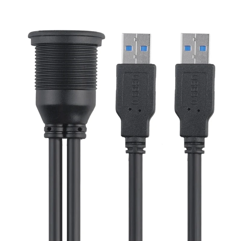 HHO-2 порты, двойной USB 3,0, удлинитель, AUX, заподлицо, автомобильное крепление, Удлинительный кабель для автомобиля, грузовика, лодки, мотоцикла, приборной панели