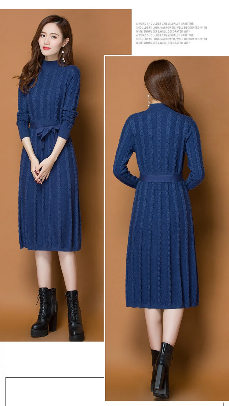 Heydress осень зима однотонное трикотажное женское рождественское платье с высоким воротом А-силуэта женские платья на шнуровке с высокой талией vestidos