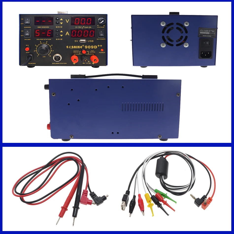 SAIKE 909D 909D++ Горячий Воздушный пистолет паяльная станция паяльник станция Мобильный телефон ремонт DC Регулируемый источник питания 15 в 2A