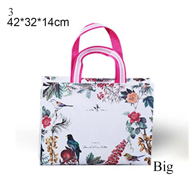 Red Women Foldable Recycle Shopping Bag Reusable Shopping Tote Bag Large Capacity Non-Woven Fabric Shopper Bag Grocery Pouch - Color: Red