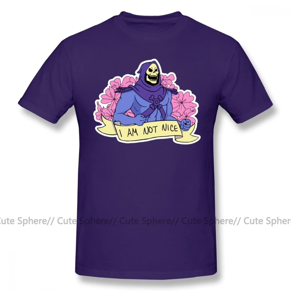 Skeletor футболка I AM NOT Good, футболка с принтом, мужские футболки, большие размеры, 100 хлопок, милая летняя футболка с коротким рукавом - Цвет: Purple