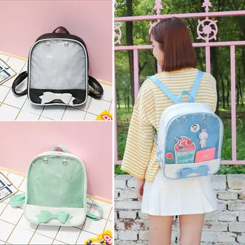 

New Fashion Women Girls Transparent Large Heavy Duty Clear Backpack Bag School Office Travel Security Bag Blue Green Black Gray