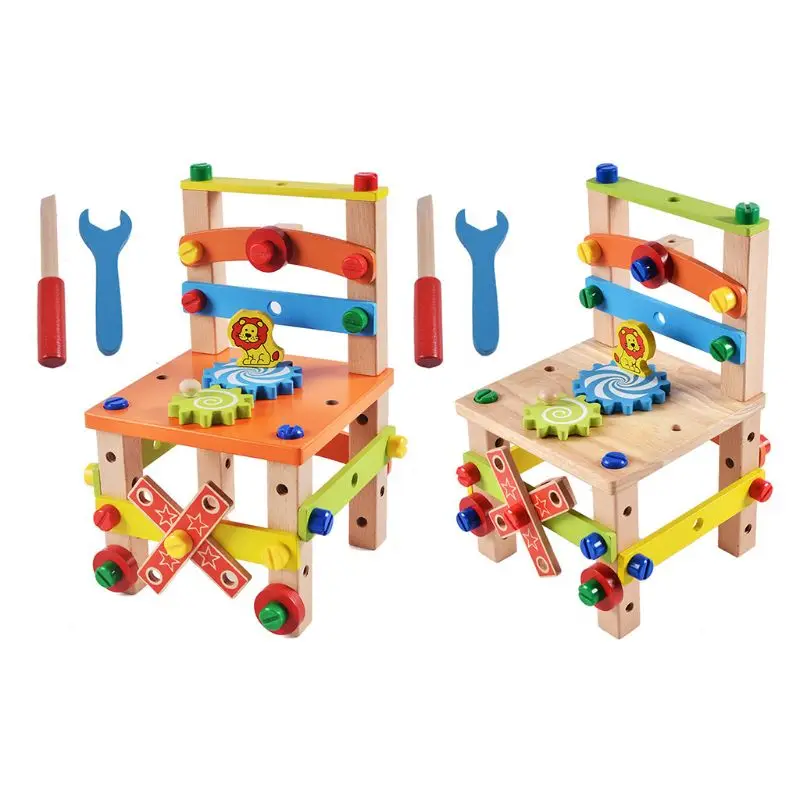 

Kids Puzzle Assembled Wooden Blocks Multi-functional Disassembly Tool Toy