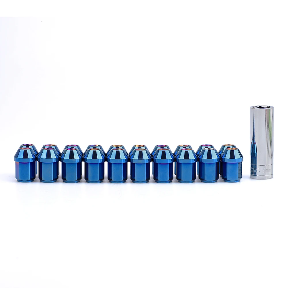 20 шт. M12* 1,5 гайки, аксессуары JDM Bluing color 7075-T6 Алюминиевые Конические колесные гайки