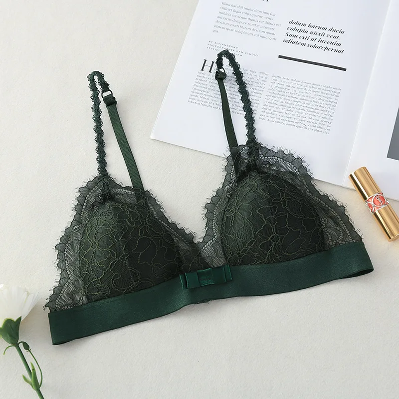 French Style Bralette Seamless Deep V Lace Girl Women Bra Wireless Thin Underwear Sexy Lingerie Soft Bras Women Cup brassiere
