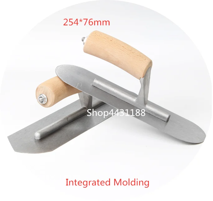 254*76mm Round Head Integrated Molding Carbon Steel Blade Wooden Handle Plaster Trowel Construction Concrete Spatula Tool