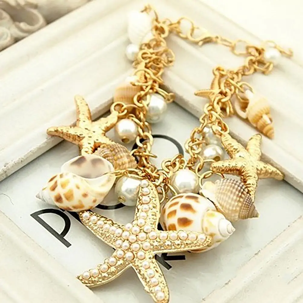 Bracelet Jewelry Beach Bracelet Cute Adjustable Gold Plated Ocean Multi-style Chain Beach Bracelet