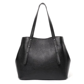 

First Layer Leather Big Bag Simple Casual Leather Women's Bag Shoulder Cross-Body Portable Tote Bag
