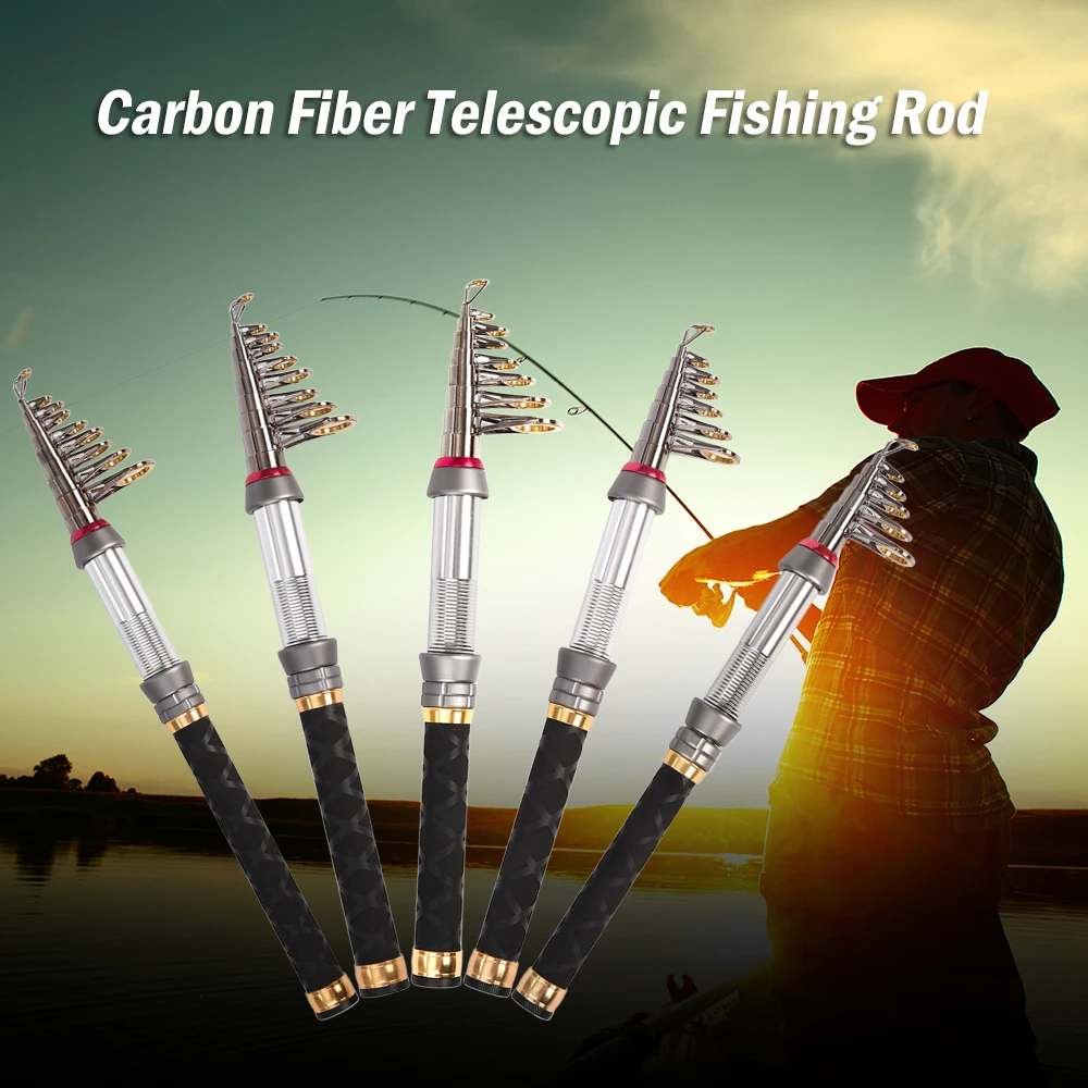 Carbon Fiber Telescopic Fishing Rod 1.3-2.4m Travel Sea Fishing Rod Pole O3E3 