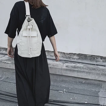 

Fashion Backpack Women's Bag Large Capacity Canvas Rope Travel Bag Multi-Purpose Sports Bag White
