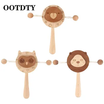 

OOTDTY Cute Baby Newborn Rattle Creative Practical Cartoon Wooden Bite Chew Toy bebe reborn