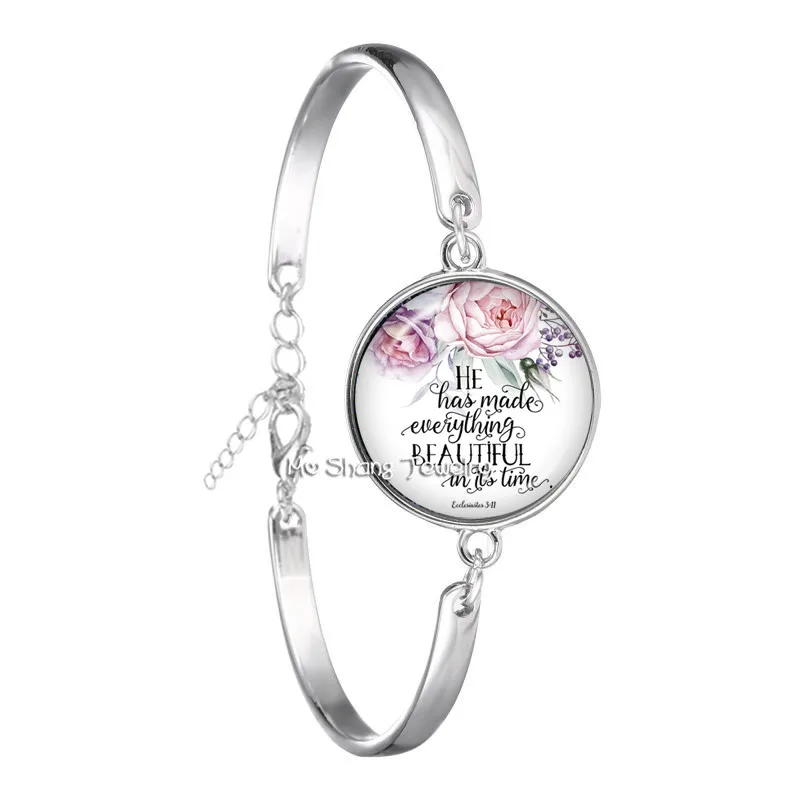 חדש אופנה התנ"ך פסוק צמיד בעבודת יד זכוכית צמיד הכתוב ציטוט אמנות תמונה תכשיטי נשים גברים מתנות נוצריות