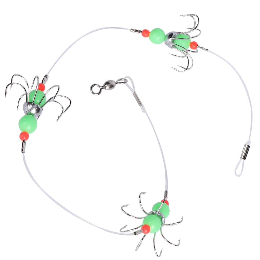 Luminous Squid String Hook Octopus Fishhook 8 Claws Barbed Fishing Fluorescence Night Line Tackles Accessories | Спорт и развлечения