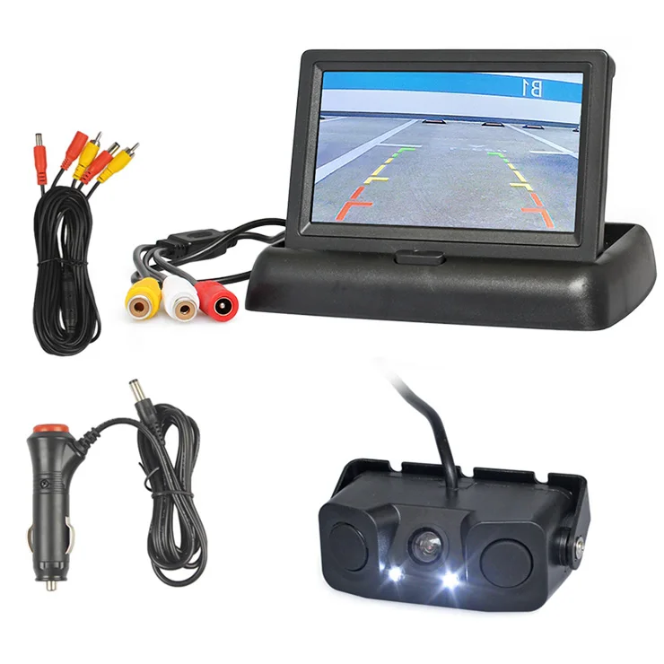 DIYKIT 4,3 дюймов Автомобильная камера заднего вида комплект резервный автомобильный монитор видео-радар для парковки сенсор 2 в 1 автомобильная парковочная камера - Название цвета: easy connect