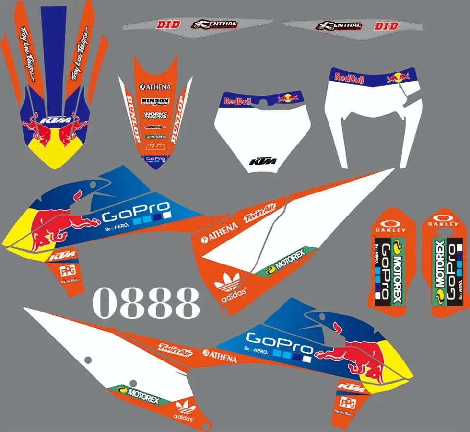 Для KTM 125 250 300 350 400 450 500 EXC XC XCF SX SXF- полный графический Набор наклеек с номером на заказ