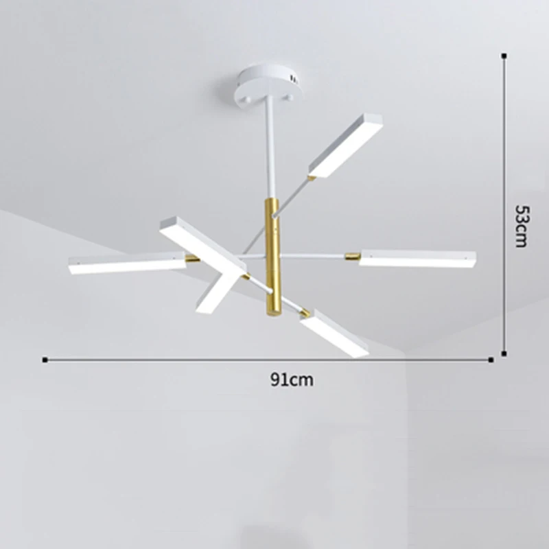 White 6 lights Скандинавский Диммируемый акриловый абажур разветвляющаяся Люстра Арт Лофт Ресторан светодиодный подвесной светильник гостиная спальня декор Освещение - Цвет абажура: White 6 lights