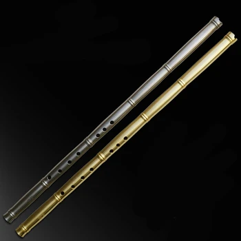 Flauta de Metal de latón/titanio Xiao no dizi bambú Junta patrón corto Xiao flauta funda flauta profesional Xiao