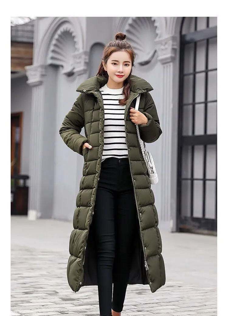 VANGULL новые зимние парки женские длинные пальто с длинным рукавом плотное узкое повседневное пальто для женщин большие размеры 3XL стеганые карманы молнии