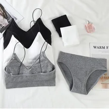 

Women's Underwear Sexy Bras Tube Top Push Up Bra Set Lingerie Bralette Ribbed Bra Sports Tops Panties Crop Tops Female Intimates