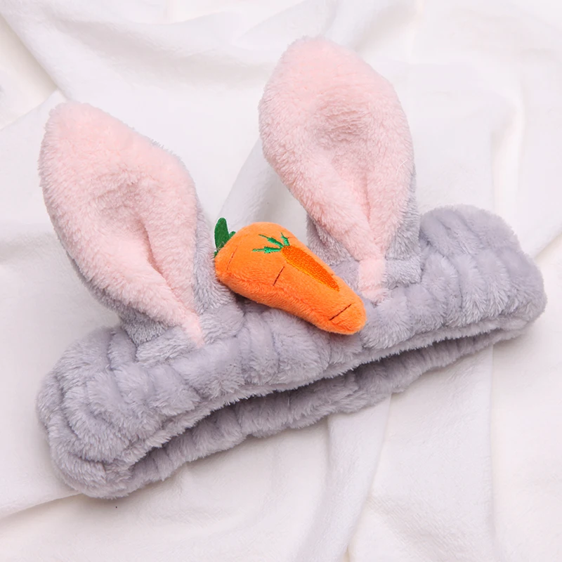 Мягкая эластичная Мягкая повязка на голову с большими заячьими ушками и козьими рогами для женщин, повязка для волос для ванны, спа, для макияжа, для девушек, для мытья лица, повязка на голову - Цвет: CY68-2