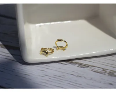 Серьги из стерлингового серебра 925 пробы, модное кольцо с Лунными ушками, мини-Ушная пряжка, милый тренд, дикая девочка, мальчик, серебряные серьги, ювелирные изделия - Окраска металла: 1 pair gold 6mm