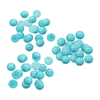 

60pcs Blue Turquoise 6mm Gem Round Cabochon Charms For Jewelry Making Craft