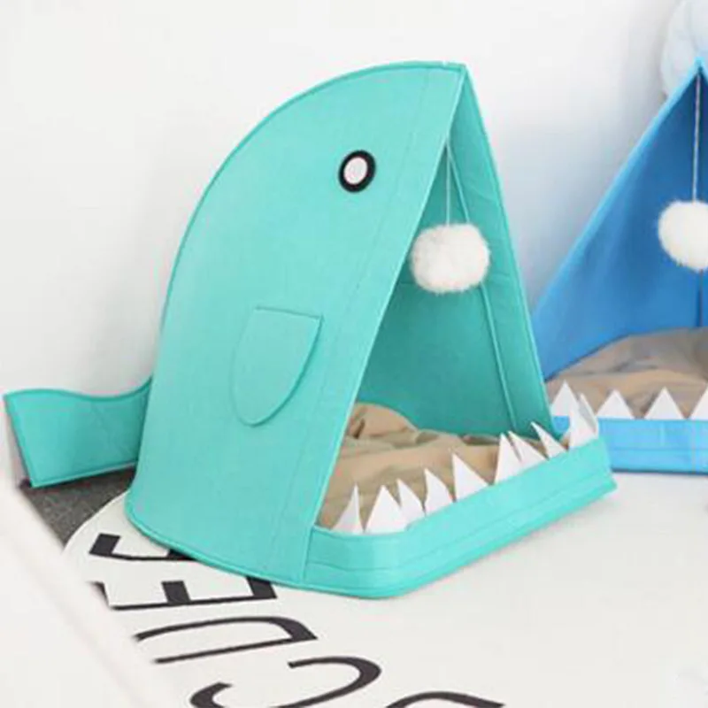 New Simple Shark Shape Felt Pet Nest Cute Animal Washable Felt Cat Litter Kennel Multicolor Optional Comfortable Pet Mat