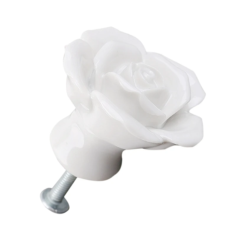 

8 x handle button White Rose decoration door drawer furniture