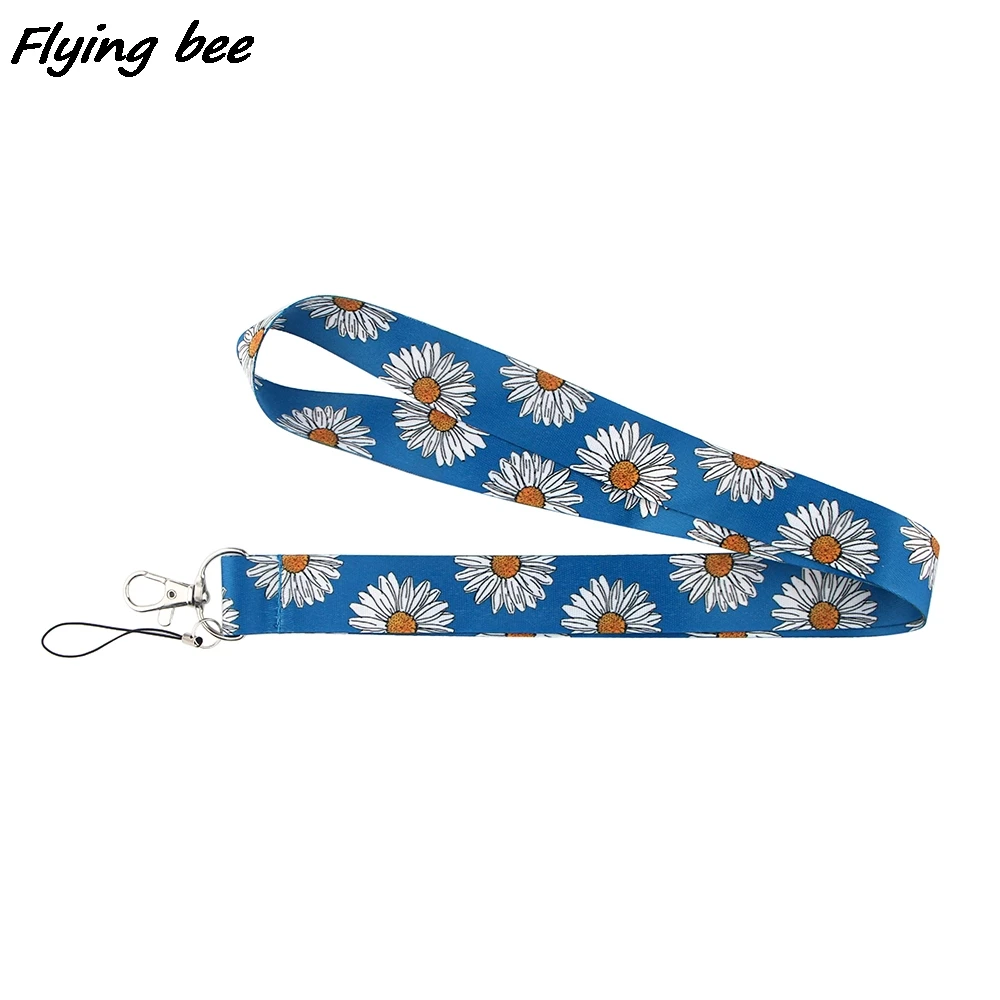 

Flyingbee Flower Daisy Painting Art Key Chain Lanyard Neck Strap For Phone Keys ID Card Creative Lanyards X1082