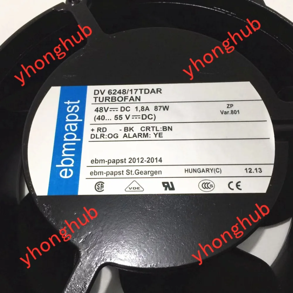 Ebmpapst DV 6248/17 тдар TDAU постоянного тока 48В 87 Вт 4-провод 172x172x51 мм Сервер охлаждающий вентилятор