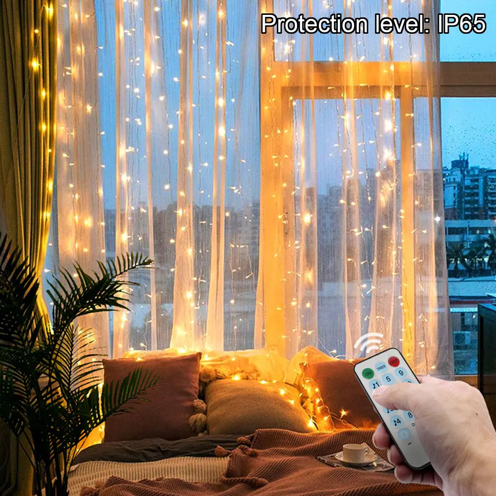 

3M LED Fairy Lights Garland Curtain Lamp Remote Control USB String Lights New Year Christmas Decorations For Home Bedroom Window