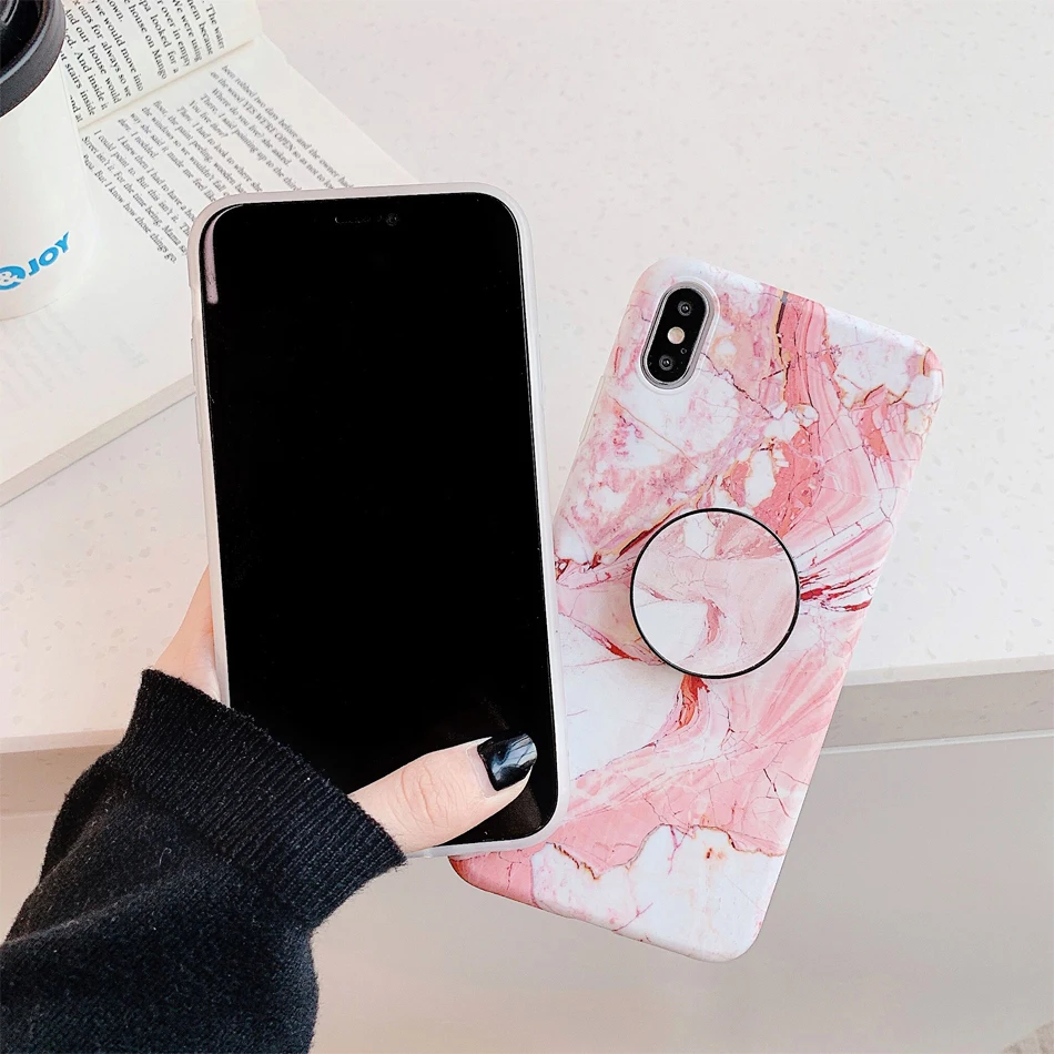 Sinocom Handa Чехлы под мрамор для iPhone 11 XR 8 XS Max X XR X 6S 7 8 Plus чехол 11 Pro Max marble Grip Stand Holder Funda Coque