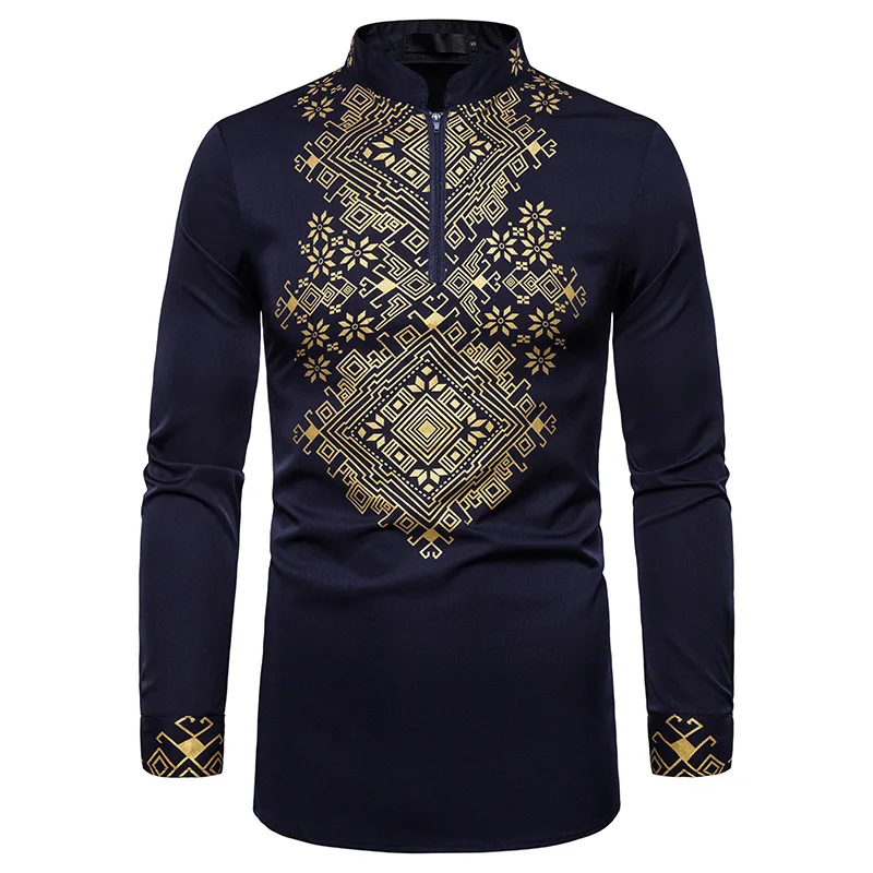 Мужская черная африканская одежда Camisa Masculina модная африканская Дашики Печать Платье рубашка Мужская Уличная Повседневная африканская одежда
