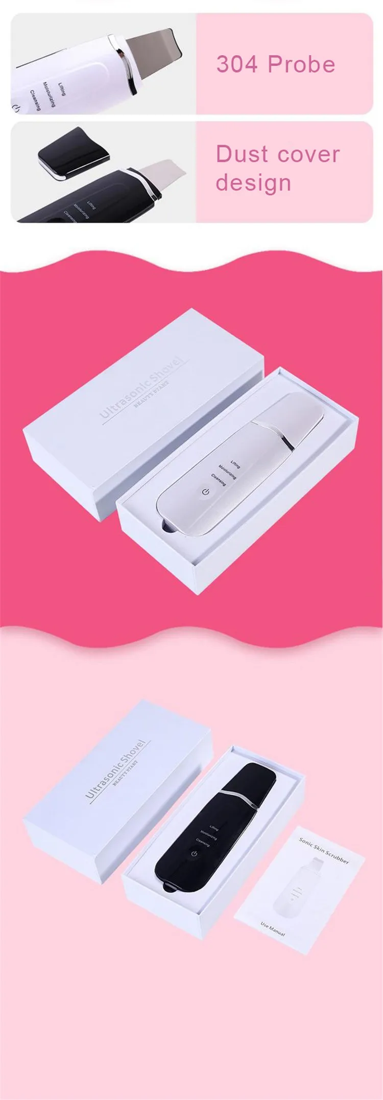 Ultrasonic Skin Scrubber Iontophoresis Ultrasonic Face Cleaning Mild EMS Cuticle Removal Water Molecule Atomization Scraper