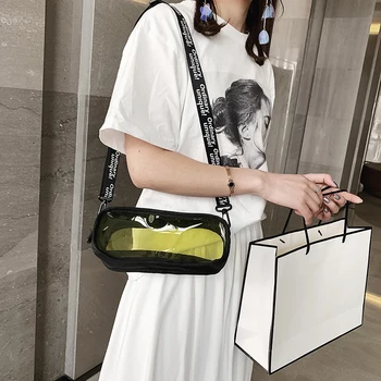 

Causual PVC Transparent Clear Woman Crossbody Bags Shoulder Bag Handbag Jelly Small Phone Bags with Card Holder Wide Straps Flap