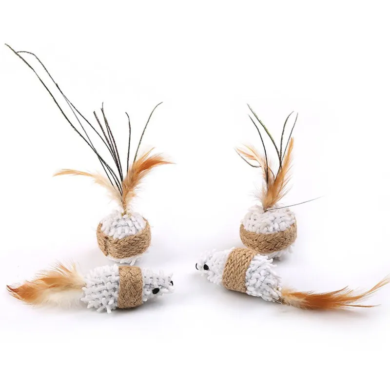 Игрушки для домашних животных кошек искусственная сизальная мышь забавные