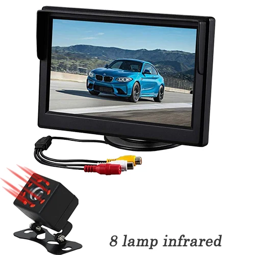 Автомобильный монитор 5 дюймов TFT lcd задний вид автомобиля резервная камера IR универсальное зеркало помощь при парковке Для Chevrolet: Cruze/Epica - Цвет: 8 lamp infrared