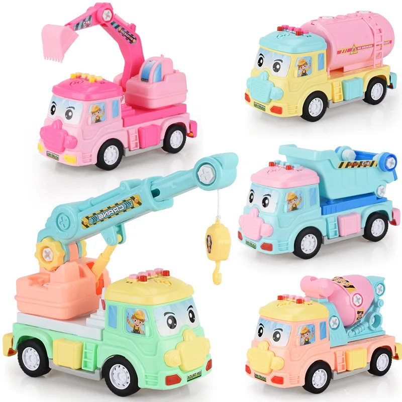 

Children Disassembly Sound And Light Inertia Engineering Vehicle Toy Excavator Mixer Truck Early Childhood Music Educational
