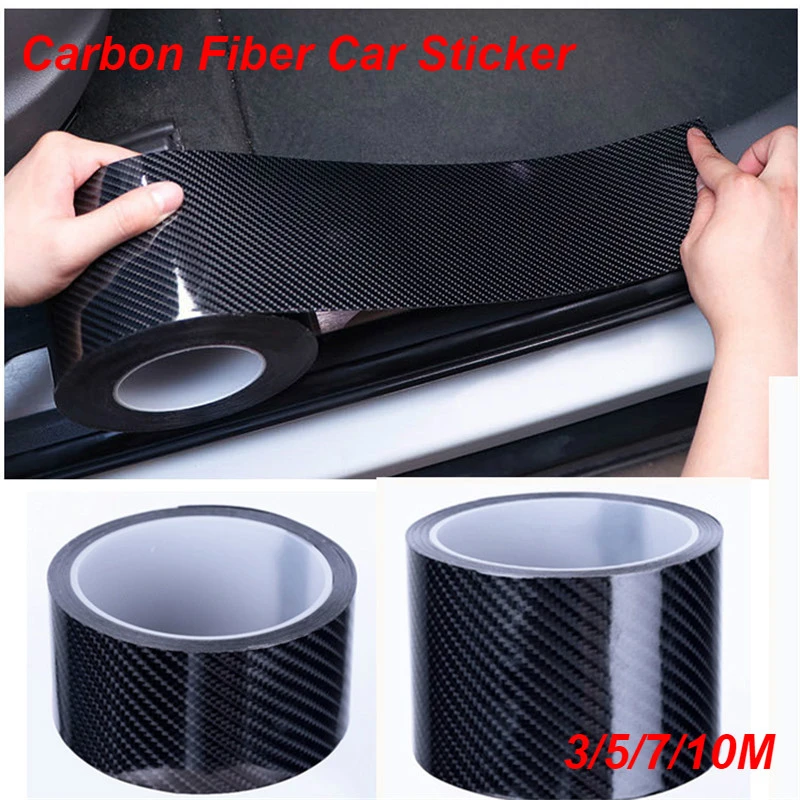 10CM Carbon Fiber Rubber Car Window Door Sill Edge Protector Guard Strip Cover