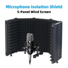 Isolamento de microfone escudo 5-painel de tela de vento para gravação estúdio dobrável de alta densidade absorvente esponja espuma