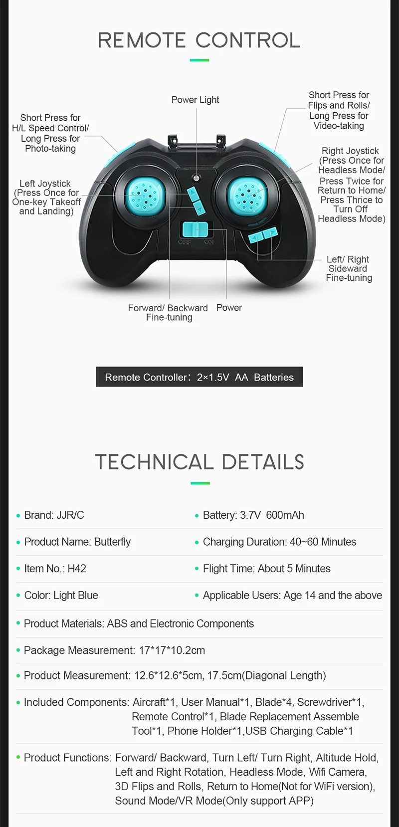 JJRC H42WH бабочка, беспилотные летательные аппараты с 0.3MP HD Камера WI-FI с видом от первого лица Квадрокоптер с режимом headless RC Hobby Мини карманный Дрон для селфи вертолет