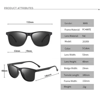 Fashion Mens Designer Polarized Wayfarer Sunglasses for Driving Golf Classic Square Vintage Mirrored Sunglasses UV400 2