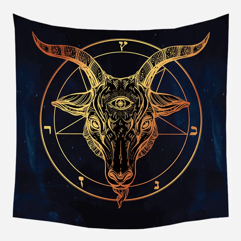 Ouija-House-Witchcraft-Tapestry-Hebrew-Ayin-Psychedelic-Astrology-Goat-Totem-Boho-Decor-Prophet-Divination-Wall-Hanging