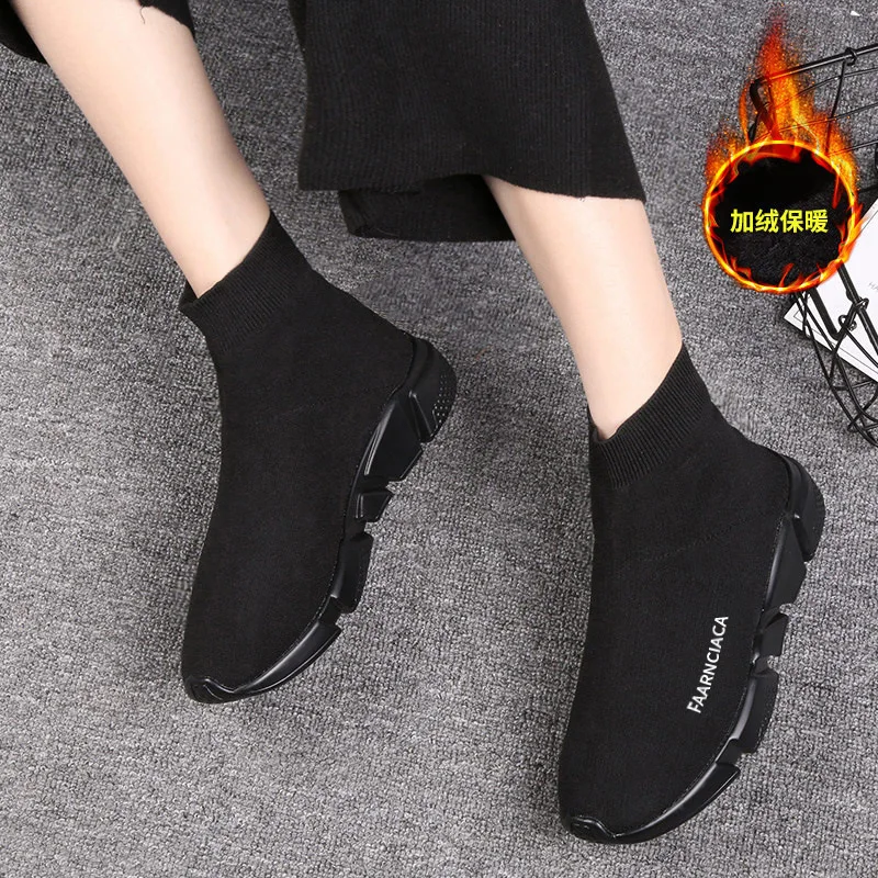 

INS wa zi xie Women's Hong Kong Style Super Fire Winter plus Velvet Knitted Socks 2018 New Style Cotton Footwear Sports Hight-to