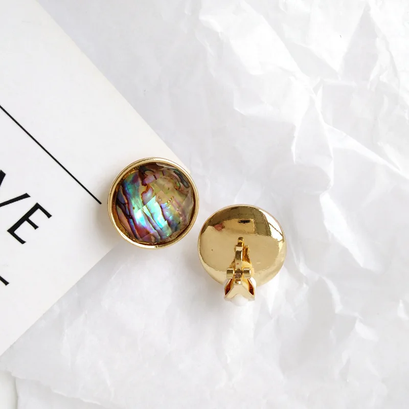 Khaki clip earring Винтажные оригинальные Кристальные клипсы на серьге без необходимости прокола элегантное зеленое круглое кольцо с камнем серьги без прокола уши отверстие - Окраска металла: Khaki clip earring