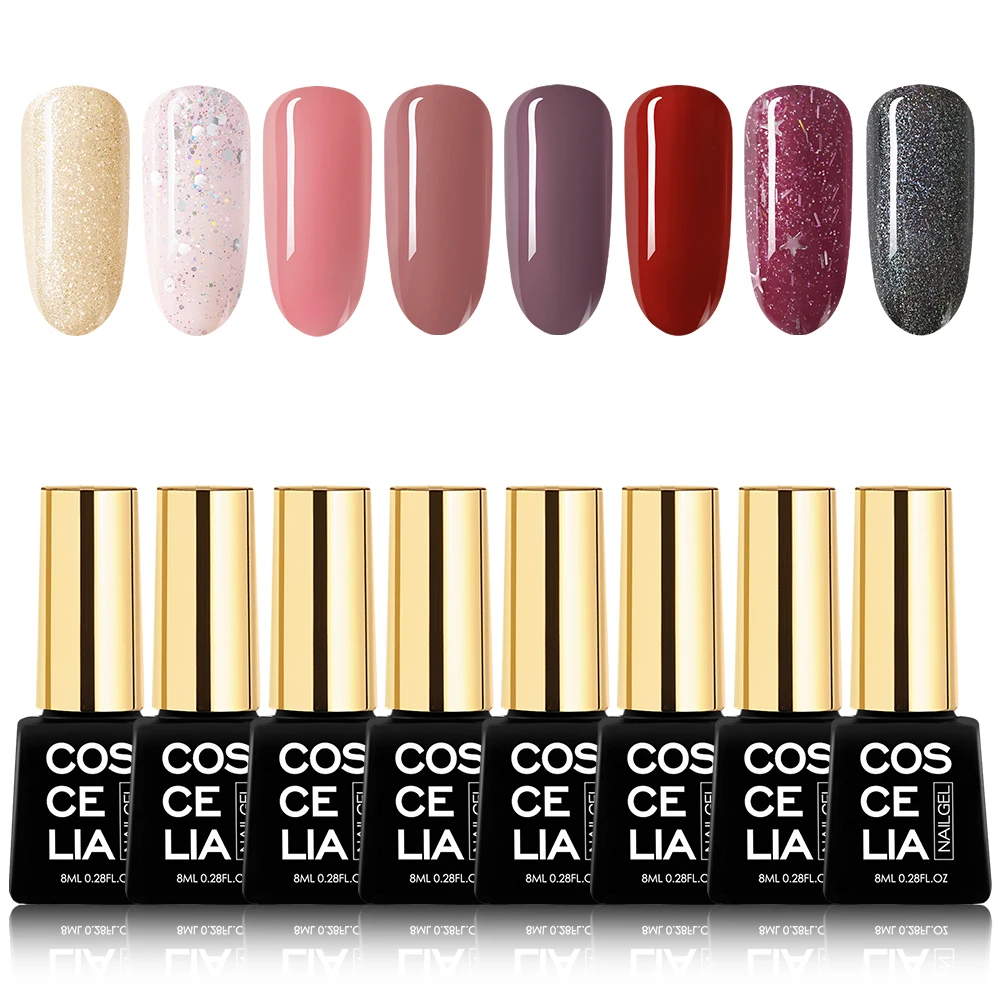 Set K COSCELIA 8 шт./компл. набор гель-лаков для ногтей Набор для ногтей Гель-лак 40 цветов для дизайна ногтей маникюрный набор для ногтей для маникюра - Цвет: Set K