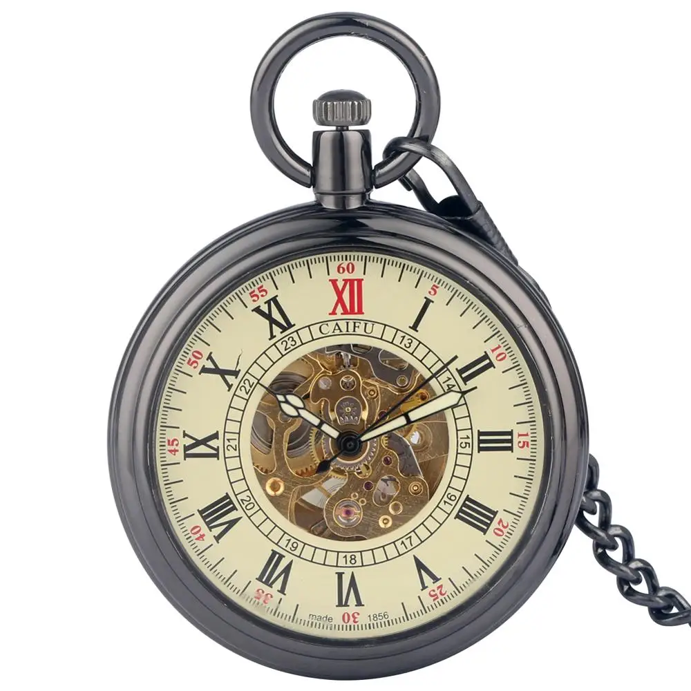 Pocket Watch Карманные часы, бумажник, набор, выдолбленные Механические ручные часы, карманные часы, кожаный бумажник для отца, мужчины, бойфренда - Цвет: Pocket Watch